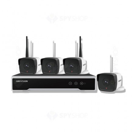 Kit Hikvision NK42W0-1T(WD) 4 camere IP Wi-Fi de 2MP Include 4 camere IP Bullet Wi-Fi, NVR Wi-Fi, HDD 1TB